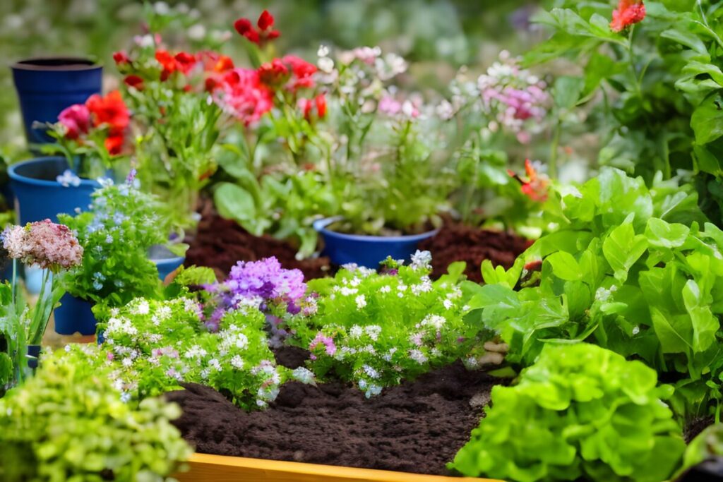 庭でガーデニング