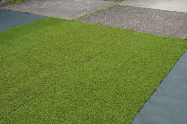 人工芝を敷く